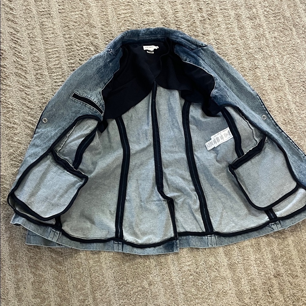 Good American Light Blue Cotton Denim Uniform Style Blazer Jacket Small - Picture 11 of 14